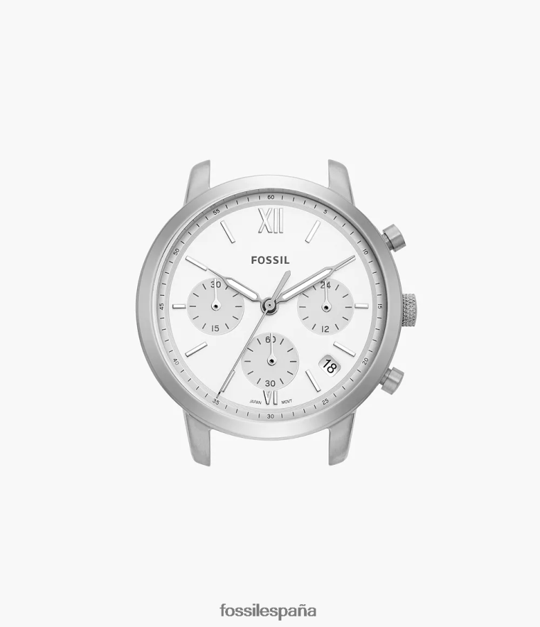 mirar 804XJ485 tono plateado mujer Fossil Caja de reloj de acero inoxidable con cronógrafo neutro.