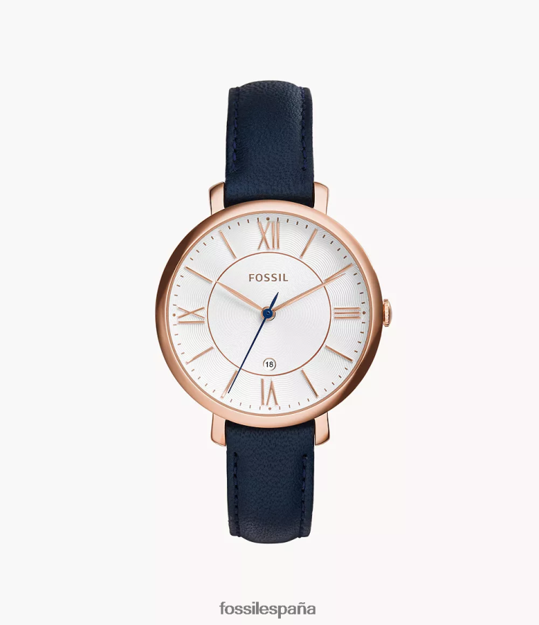 mirar 804XJ4101 azul mujer Fossil reloj jacqueline de cuero azul marino