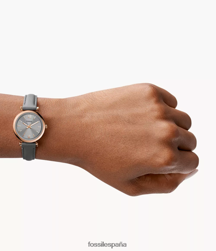 mirar 804XJ4102 gris mujer Fossil reloj carlie mini de piel con tres manecillas