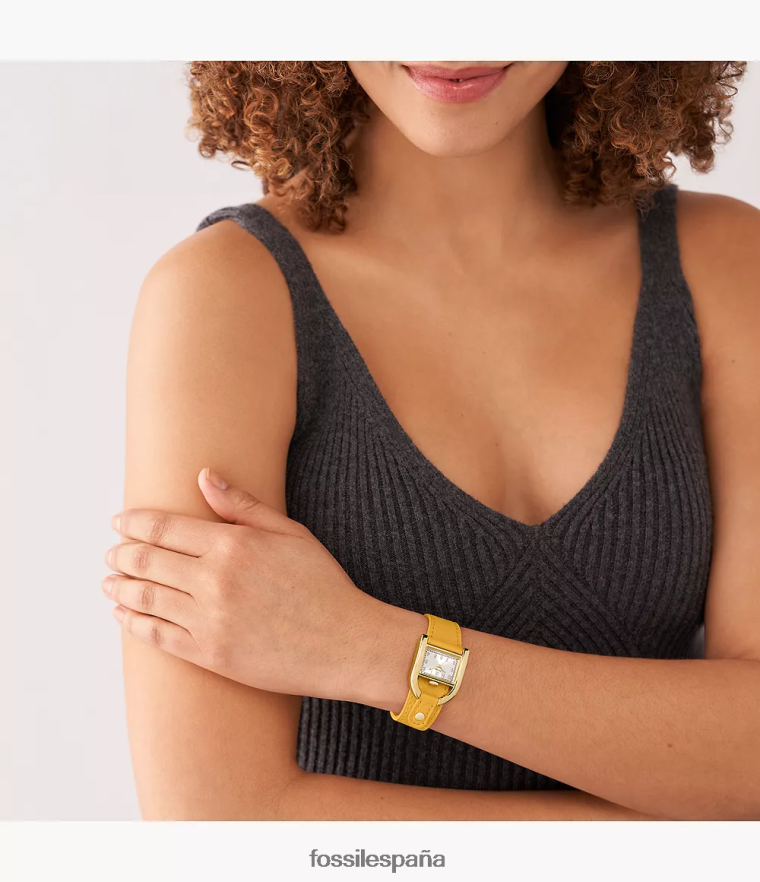 mirar 804XJ4103 amarillo mujer Fossil reloj harwell de cuero lite de tres manecillas
