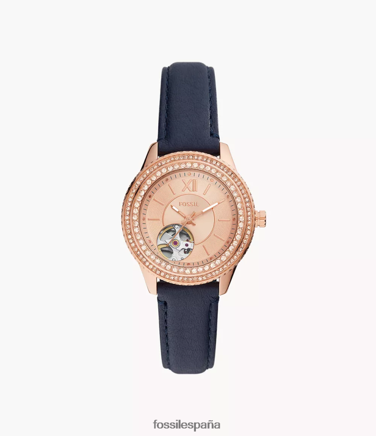 mirar 804XJ488 Armada mujer Fossil reloj stella automatico de cuero litehide