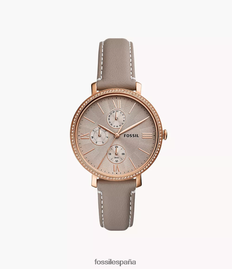 mirar 804XJ489 gris mujer Fossil Reloj multifunción Jacqueline de cuero Litehide.