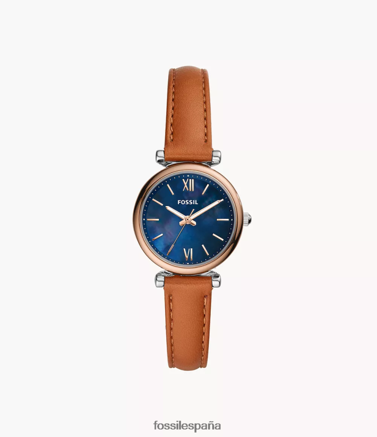 mirar 804XJ493 broncearse mujer Fossil reloj carlie mini de piel con tres manecillas