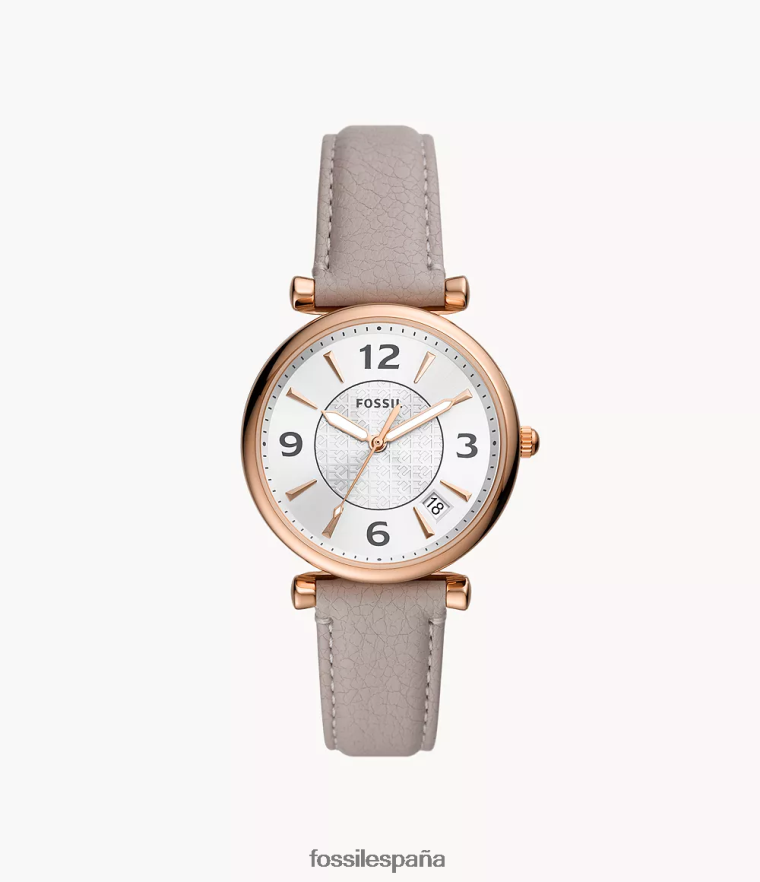 mirar 804XJ498 gris mujer Fossil reloj carlie de piel sintética con tres manecillas y fecha
