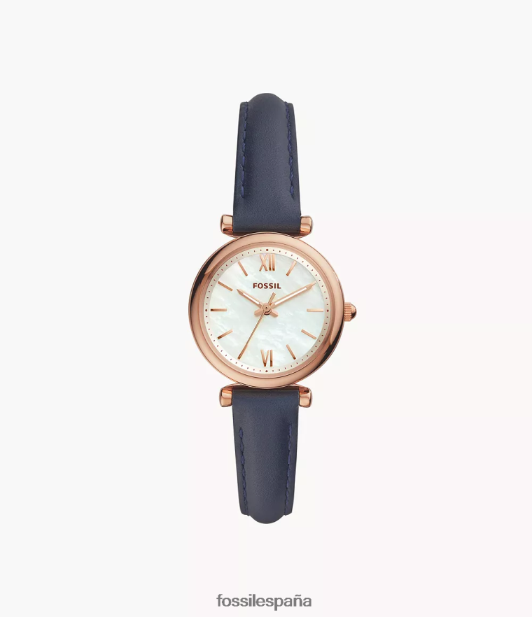mirar 804XJ499 Armada mujer Fossil reloj carlie mini de piel con tres manecillas
