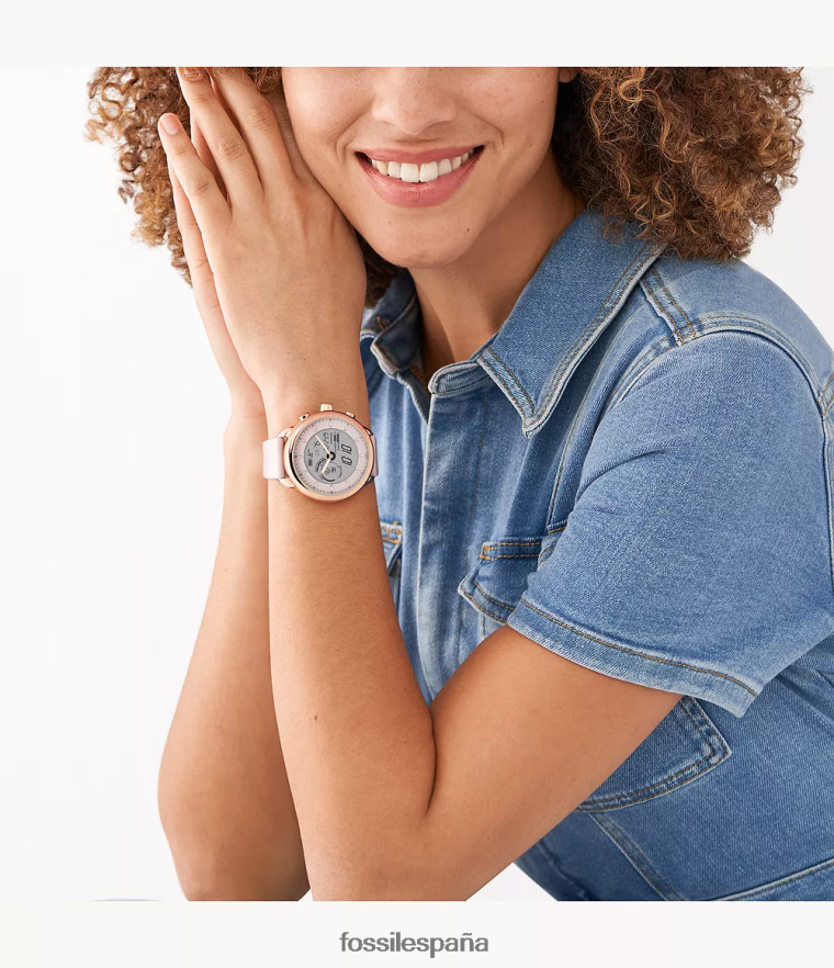 mirar 804XJ411 rubor mujer Fossil Gen 6 Wellness Edition híbrido reloj inteligente de silicona