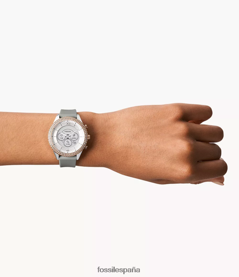 mirar 804XJ4256 gris mujer Fossil reloj inteligente híbrido stella gen 6 de silicona